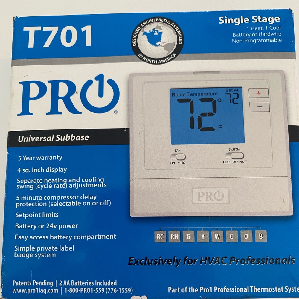 Pro1 Universal Subbase Thermostat - White & Blue